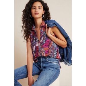 Anthropologie Maeve Whimsical Pintuck Buttondown